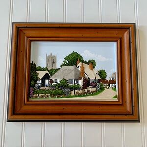 Vintage Framed Friar Craft Village Scene of Welford-on-Avon Warwickshire 3D Art
